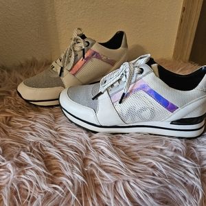 MICHAEL KORS MK Iridescent Tennis Shoes Sneakers Size Women's 8 Worn Once